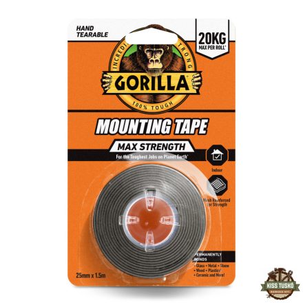 Gorilla Glue Mounting Tape Max Strength Fekete Kétoldalas Ragasztószalag  2,5cm x 1,5m