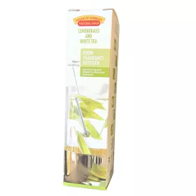   LEMONGRASS AND WHITE TEA (CITROMFŰ ÉS FEHÉRTEA) ILLATOSÍTÓ DESIGNER DÍSZÜVEGGEL ÉS DEKORATÍV BAMBUSZPÁLCIKÁKKAL 120 ML