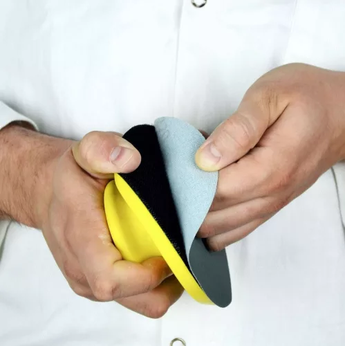 Blue Dolphin tépőzáras kézi csiszolóblokk szett 125 mm – ergonomikus csiszolófelfogó + 10 db csiszolókorong