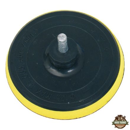 gumitányér  fúrógéphez; 125mm tépőzáras, befogás: 8mm, max. 10.000 ford/perc