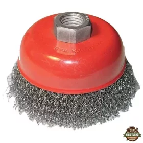   drótcsiszoló fazékkefe sarokcsiszolóhoz; M14×2 100mm, ford.: 8500, hullámos szálú