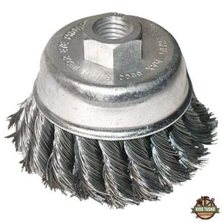 drótcsiszoló fazékkefe  sodort szálú ; sarokcsiszolóhoz, M14×2 két soros, 80mm, max. 12500 ford/perc