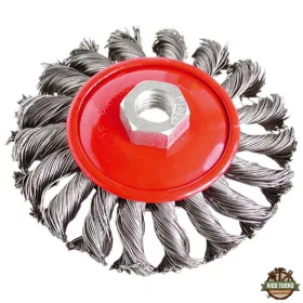   drótcsiszoló körkefe (sarokcsiszolóra) ; M14, sodrott erős, 100mm, kúpos, max. 11000 ford/perc