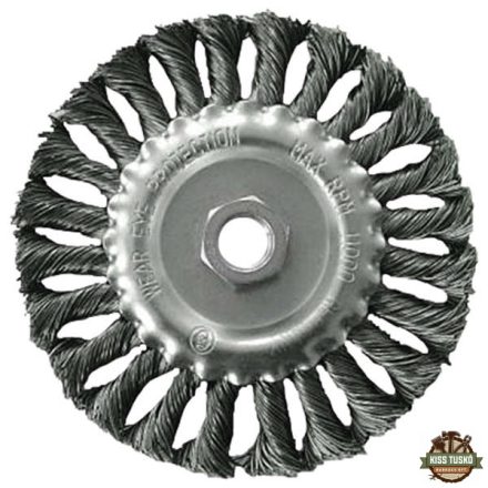 drótcsiszoló körkefe  sodort, M14×2 sarokcsiszolóra; 115mm, 11000 ford/perc