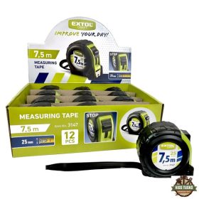 mérőszalag, gumírozott, 1 stoppos; 7,5m×25mm