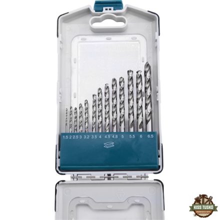 fémcsigafúró klt., 13db, HSS-G 9341/M2, 2-8 mm, acélra, normál befogás, polírozott, műanyag tartóban