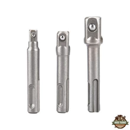 dugókulcs adapter készlet 3db-os; 1/4" - 3/8" - 1/2", befogás: SDS Plus, Cr.V.