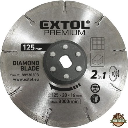 gyémántvágó korong 125×20mm,  2az1ben Twin Blade rendszer, kőhöz és csempéhez, 8893020 vágógéphez