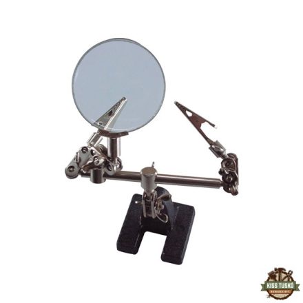 nagyító csipesszel (2db csipesz), talppal, nagyító átmérője 60mm, 8x nagyítás