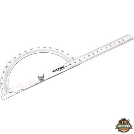 szögmérő/vonalzó, lakatos, hossz.: 278 mm, Inox, mm beosztás, 0° -180°, vastagság: 1,3 mm