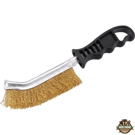 drótkefe hajlított, műanyag nyél; réz, 24cm, 30mm szálhossz