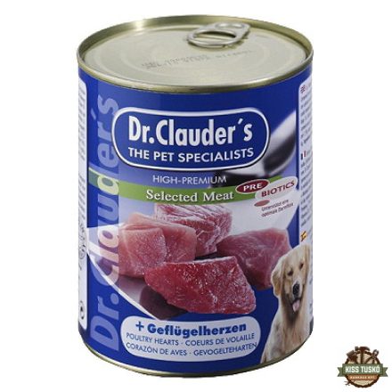 Dr.Clauders Dog Selected Meat Szárnyas Szíves konzerv 800g