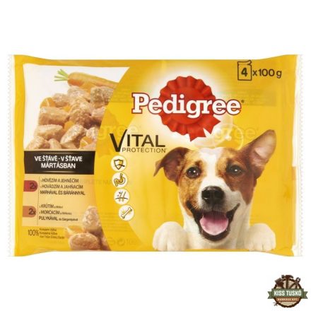 Pedigree Alutasakos 4 Pack Adult Marha+Nyúl,Pulyka+Répa 100g Multipack
