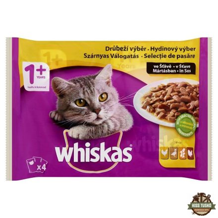 Whiskas alutasak 4-pack szárnyas válogatás mártásban 4*85gr Multipack
