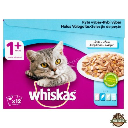 Whiskas alutasak 12-pack halas válogatás aszpikban 12x85g Multipack
