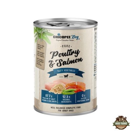 Chicopee konzerv Dog Adult Pure Poultry & Salmon fillet 400g