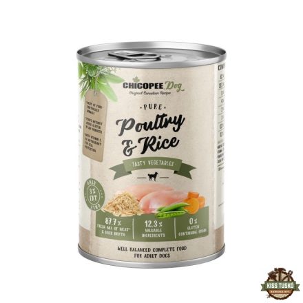 Chicopee konzerv Dog Adult Pure szárnyas és rizs 400g