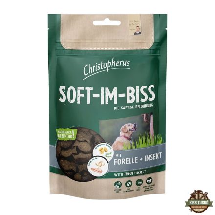 Christopherus Dog Jutalomfalat Grain Free Soft-Im-Biss Pisztráng és rovar 125g