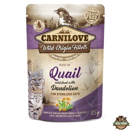 Carnilove Cat tasakos Quail with Dandelion for sterilized - Fürj pitypanggal ivart 85g