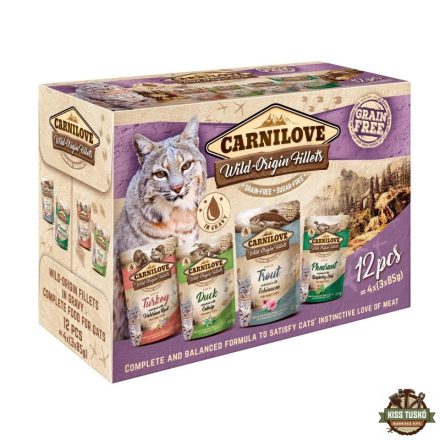 Carnilove Cat tasakos Multipack - pulyka,kacsa,pisztráng, fácán 12x85g
