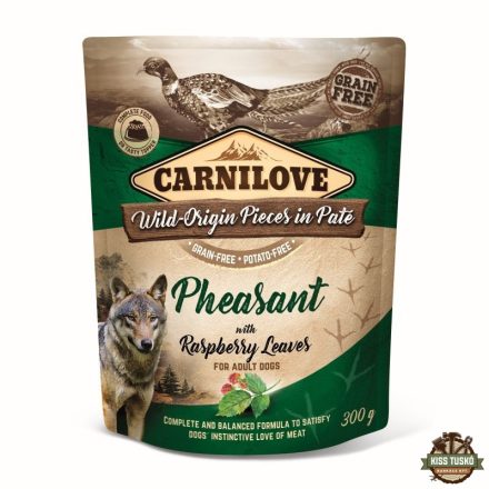 Carnilove Dog tasakos Paté Pheasant with Raspberry Leaves - Fácán málnalevéllel 300g HU