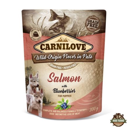 Carnilove Dog Puppy tasakos Paté Salmon with Blueberries - Lazac áfonyával 300g HU