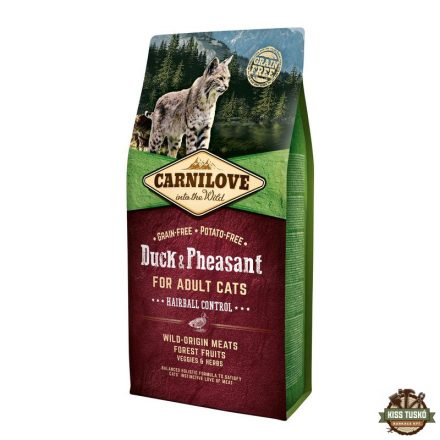 Carnilove Cat Adult Duck & Pheasant Hairball Control - Kacsa és Fácán Hússal 6kg
