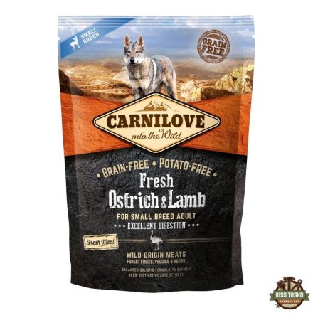 Carnilove Fresh Adult Dog Small Ostrich & Lamb Excellent Digestion- Strucc és Bárány Hússal 1,5kg