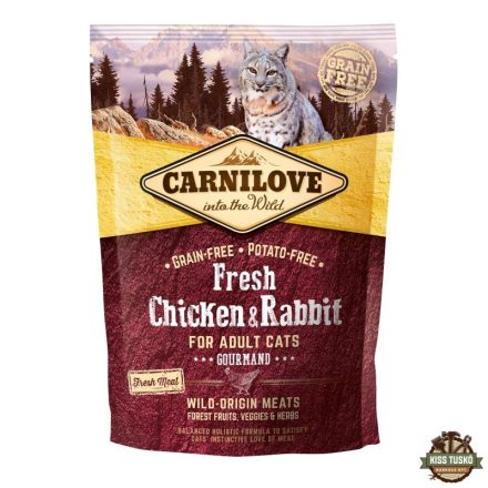 Carnilove Fresh Adult Cat Chicken & Rabbit Gourmand- Csirke és Nyúl Hússal 400g