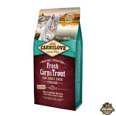 Carnilove Fresh Adult Cat Carp & Trout Sterilised - Ponty és Pisztráng Hússal 6kg