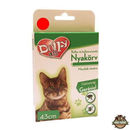 Dolly Natural Bolha és kullancsriasztó nyakörv macskák részére piros 43cm
