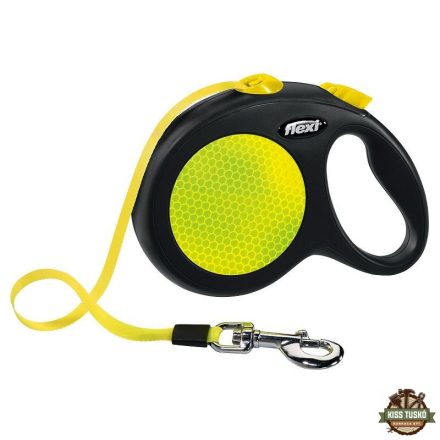Flexi neon szalagos automata póráz M 5m 20kg-ig sárga
