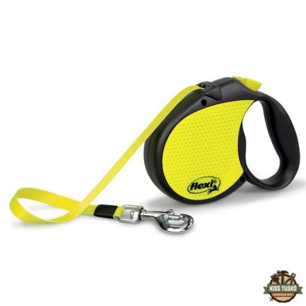 Flexi neon szalagos automata póráz S 5m 15kg-ig sárga