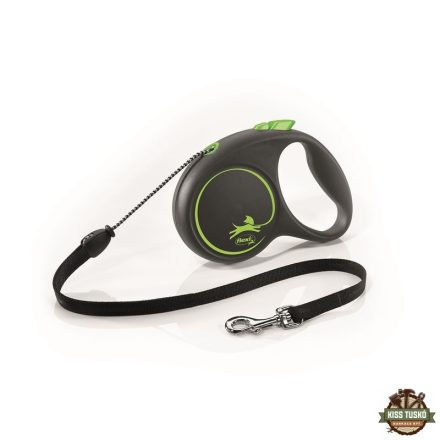 Flexi Black Design zsinóros automata póráz M 5m 20kg-ig zöld