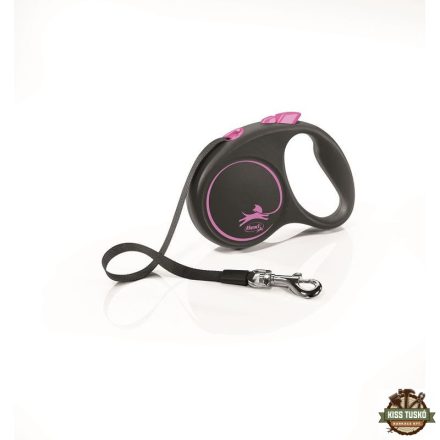 Flexi Black Design szalagos automata póráz S 5m 15kg-ig pink