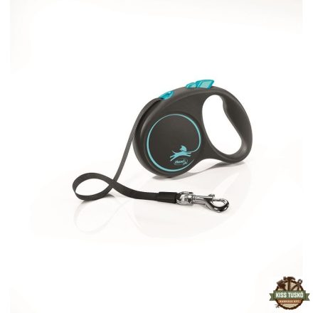 Flexi Black Design szalagos automata póráz S 5m 15kg-ig kék