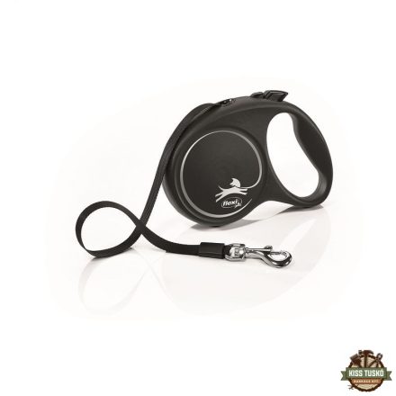 Flexi Black Design szalagos automata póráz M 5m 25kg-ig ezüst