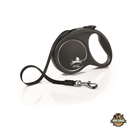 Flexi Black Design szalagos automata póráz L 5m 50kg-ig ezüst