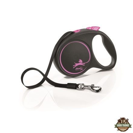 Flexi Black Design szalagos automata póráz L 5m 50kg-ig pink