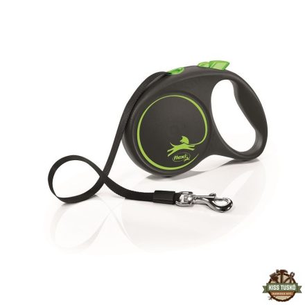 Flexi Black Design szalagos automata póráz L 5m 50kg-ig zöld