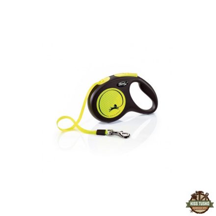 Flexi neon szalagos automata póráz M 5m 20kg-ig sárga