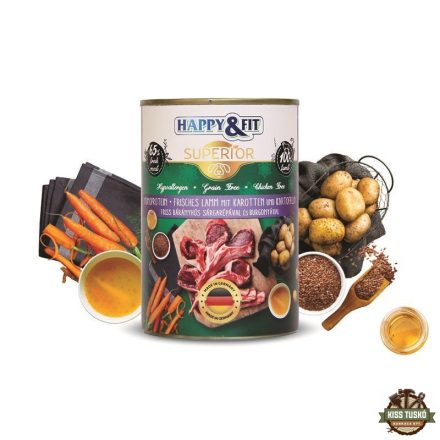 Happy&Fit Superior Dog konzerv friss bárányhús sárgarépával, burgonyával 400g