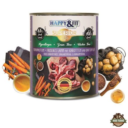 Happy&Fit Superior Dog konzerv friss bárányhús sárgarépával, burgonyával 800g