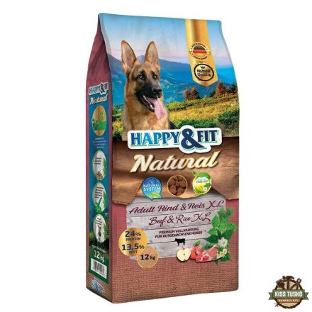 Happy&Fit Natural Adult Rind & Reis XL 12kg