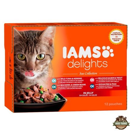 Iams Cat Delights SEA IN JELLY multipack, többféle halas íz, zamatos aszpikban 12x85g