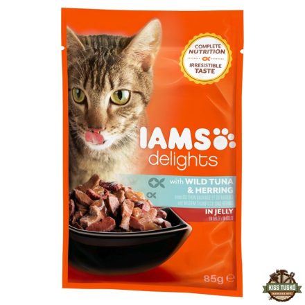 Iams Cat Delights Tonhal És Hering Aszpikban nedves macskatáp 85g