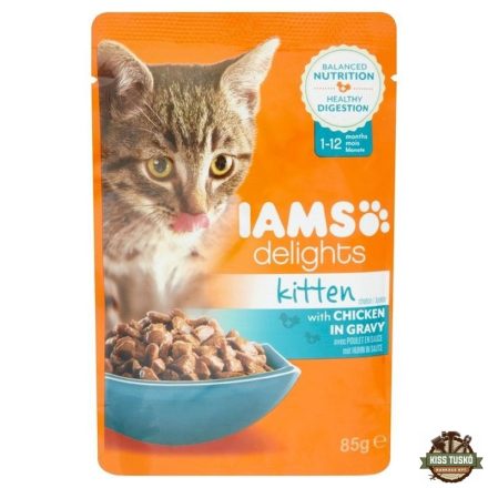 Iams Delights Kitten Csirke Falatkák Ízletes Szószban nedves macskatáp 85g