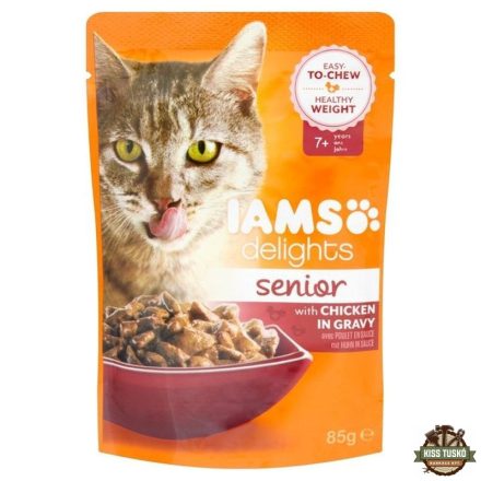 Iams Delights Senior Csirke Falatkák Ízletes Szószban nedves macskatáp 85g