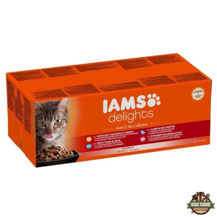 Iams Cat Delights Land & sea Multipack Szószban nedves macskatáp 48x85g