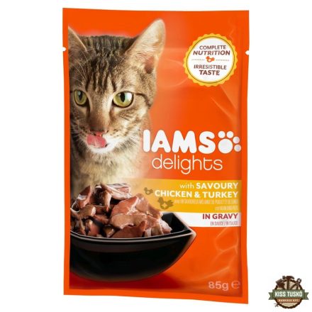 Iams Cat Delights Csirkehús És Pulykahús Szószban nedves macskatáp 85g